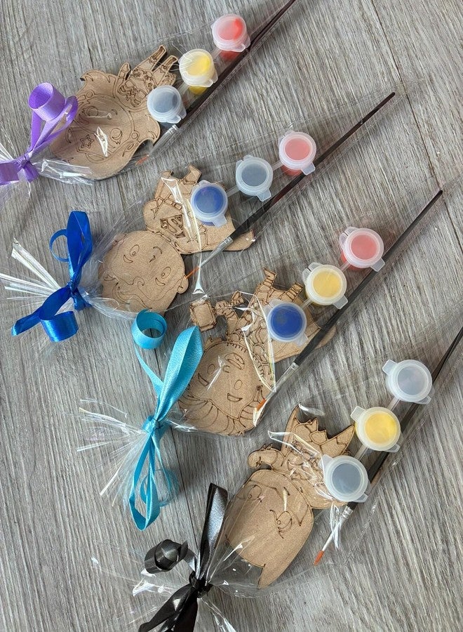 Curious Button مجموعة طلاء أبطال خارقين من خشب MDF من Curious Button، 8 قطع | شخصيات أبطال خارقين خشبية يمكنك صنعها بنفسك مع علب طلاء وفرشاة | هدية مثالية لحفلات أعياد الميلاد، نشاط للأطفال، حشو لأكياس الهدايا (4 بوصة) - Image 2